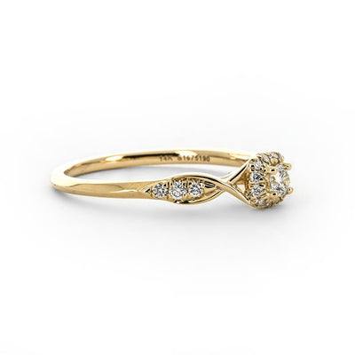 0.24ctw Diamond Engagement Ring - Halo Twist - Yellow Gold