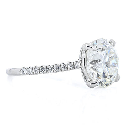 4.50CTW Old European Diamond Engagement Ring - Pavé Band - 950 Platinum
