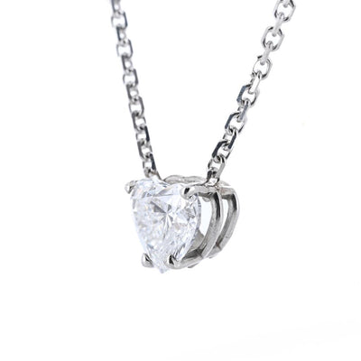 1.0CT Heart Lab-Grown Diamond Pendant, Basket Setting, 18" - 14K White Gold