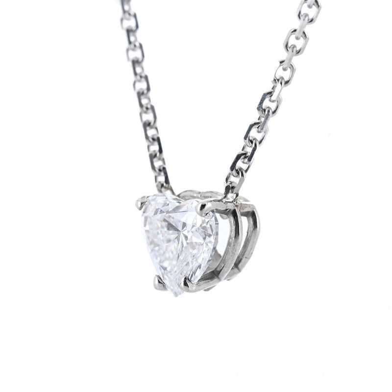 1.0CT Heart Lab-Grown Diamond Pendant, Basket Setting, 18" - 14K White Gold