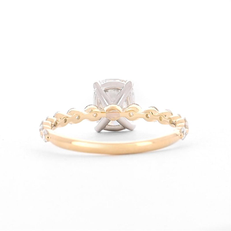 1.94ctw Cushion Diamond Engagement Ring - 14K Multi-Tone Gold