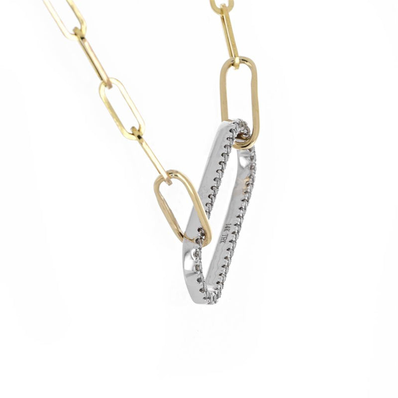 0.5ctw Round Diamond Paperclip Chain Necklace, 19" - 14K Yellow Gold