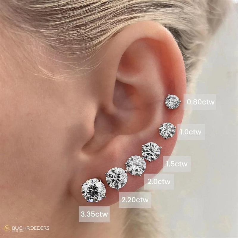 2.07ctw Round Lab-Grown Diamond Stud Earrings - White Gold