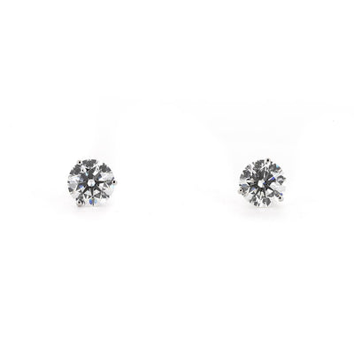 7.6ctw Round Diamond Stud Earrings - 14kWhite Gold