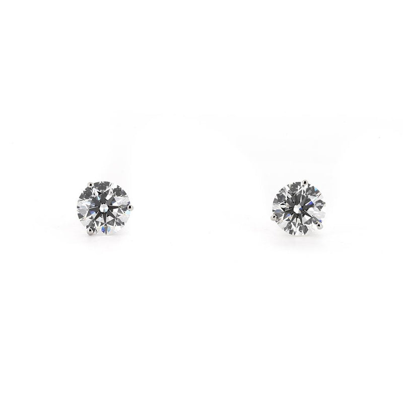 7.6ctw Round Diamond Stud Earrings - 14kWhite Gold