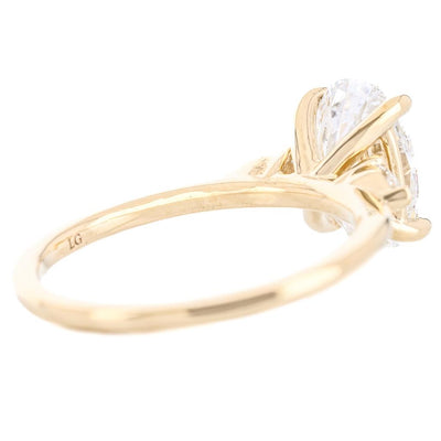 2.26CTW Oval + Pear Lab-Grown Diamond Three Stone Engagement Ring - 14K Yellow Gold