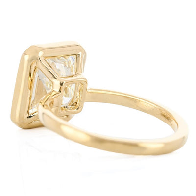 5.02CT Radiant Diamond Engagement Ring - Bezel + Solitaire - 14K Yellow Gold
