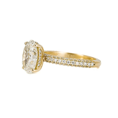 3.06ctw Oval Solitaire Diamond Engagement Ring - 14k Yellow Gold - Size 6.5