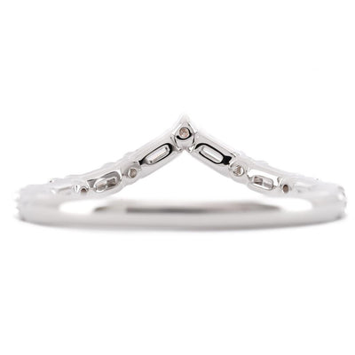 .40CTW Alternating Baguette and Round Diamond “V” Contour Band – 14K White Gold