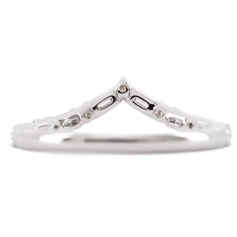 .40CTW Alternating Baguette and Round Diamond “V” Contour Band – 14K White Gold