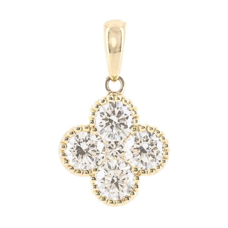 .58CTW Round Diamond Clover Pendant - 14K Yellow Gold