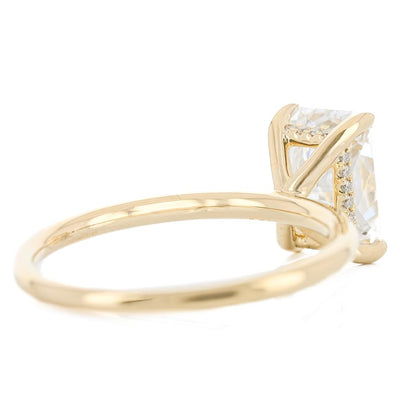 2.07CTW Radiant Lab Grown Diamond Engagment Ring - Solitaire + Hidden Halo - 14K Yellow Gold