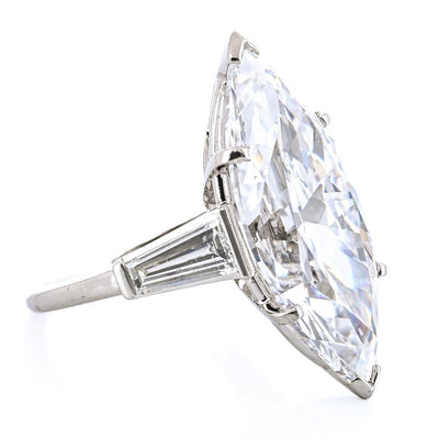 10.7CTW Marquise + Baguette Diamond Three Stone Engagement Ring - 900 Platinum