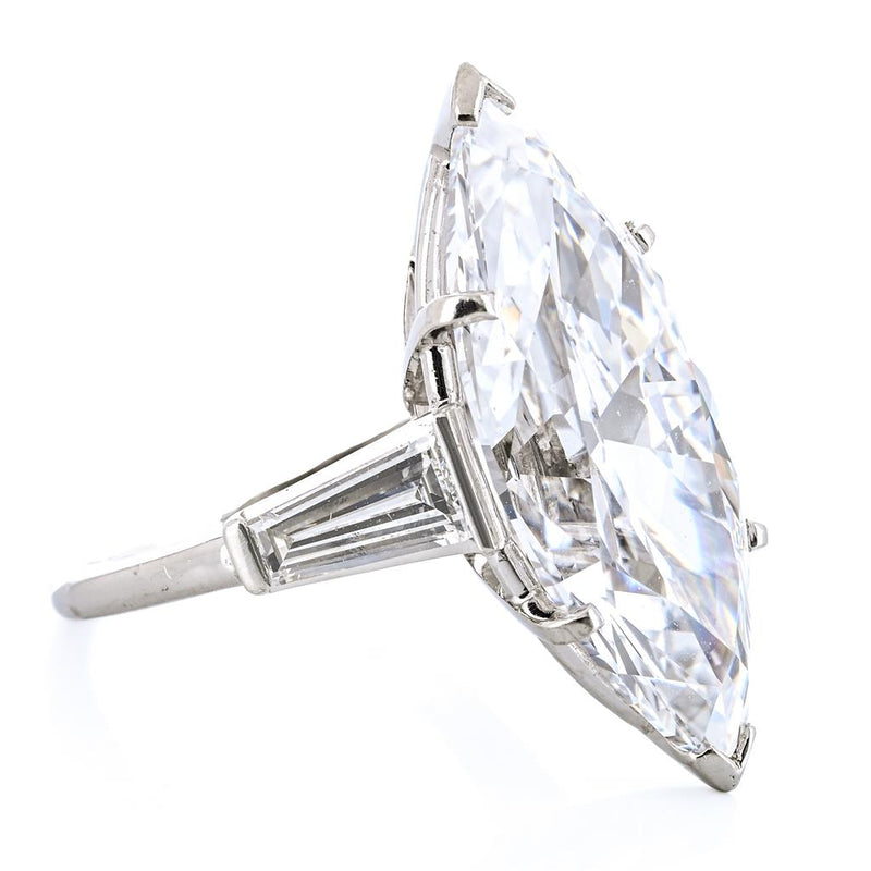 10.7CTW Marquise + Baguette Diamond Three Stone Engagement Ring - 900 Platinum