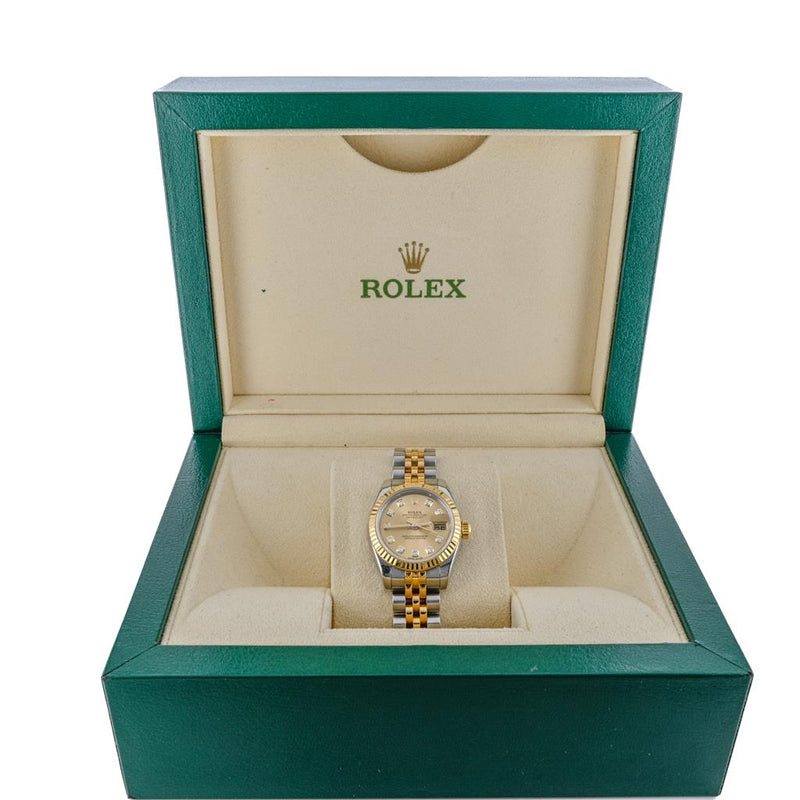 Rolex | 26MM Datejust, Champagne Diamond Dial - Stainless Steel - 179173