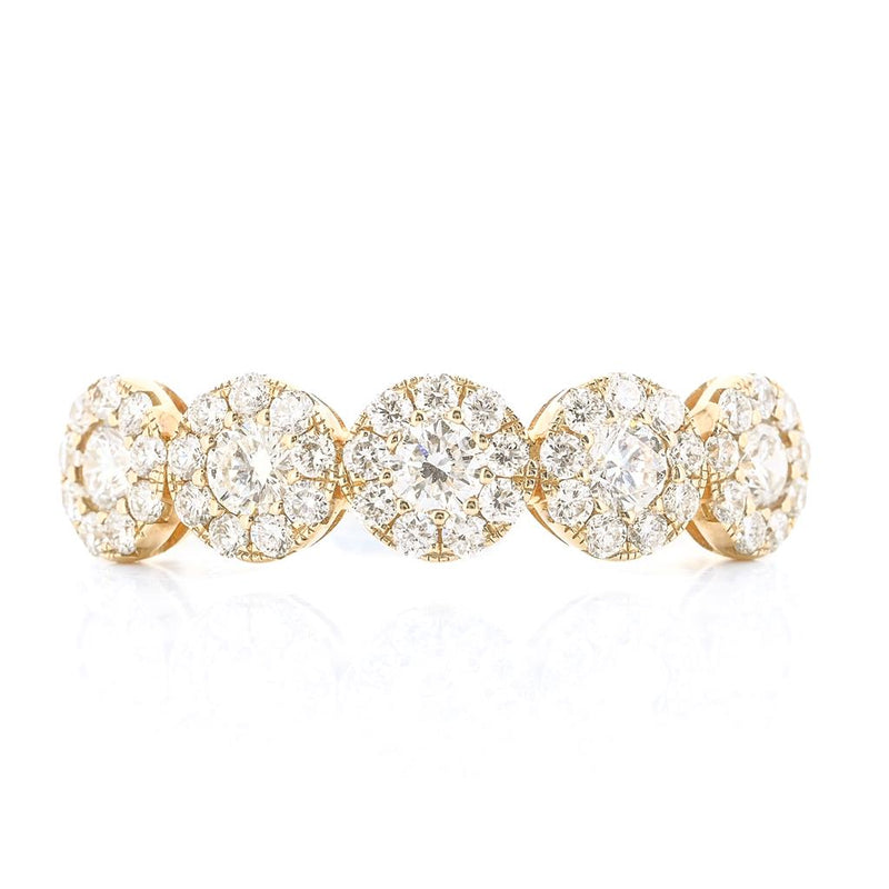 .70CTW Round Diamond Band - Halo - 14K Yellow Gold