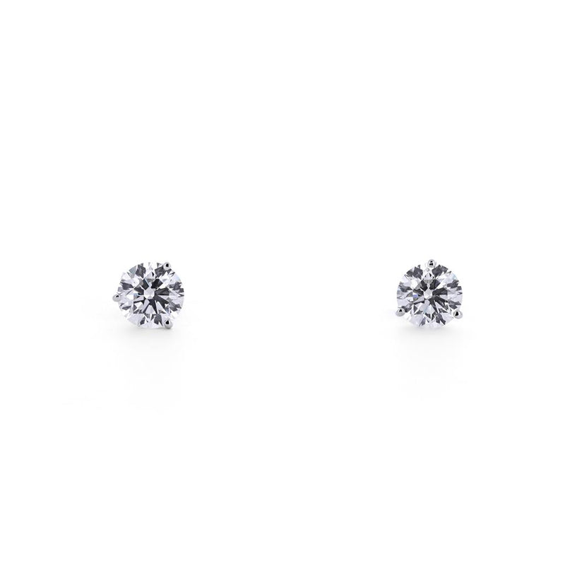 3.60ctw Round Diamond Stud Earrings, Martini - 14K White Gold