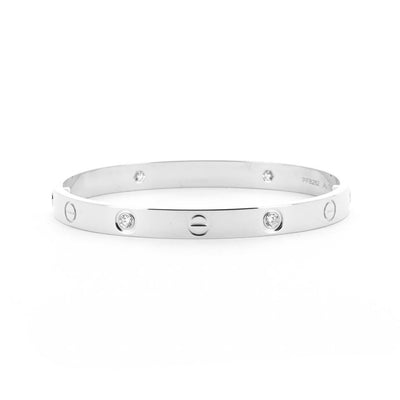 Cartier | 0.42ctw Love Bangle, 4 Diamond, Size 16 - 18k White Gold