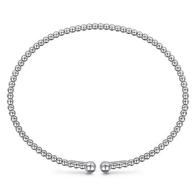 Beaded Bujukan Bangle, 6.5", White Gold, 2.2mm