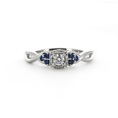 0.39ctw Sapphire & Diamond Engagement Ring + Halo