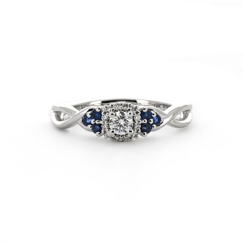 0.39ctw Sapphire & Diamond Engagement Ring + Halo