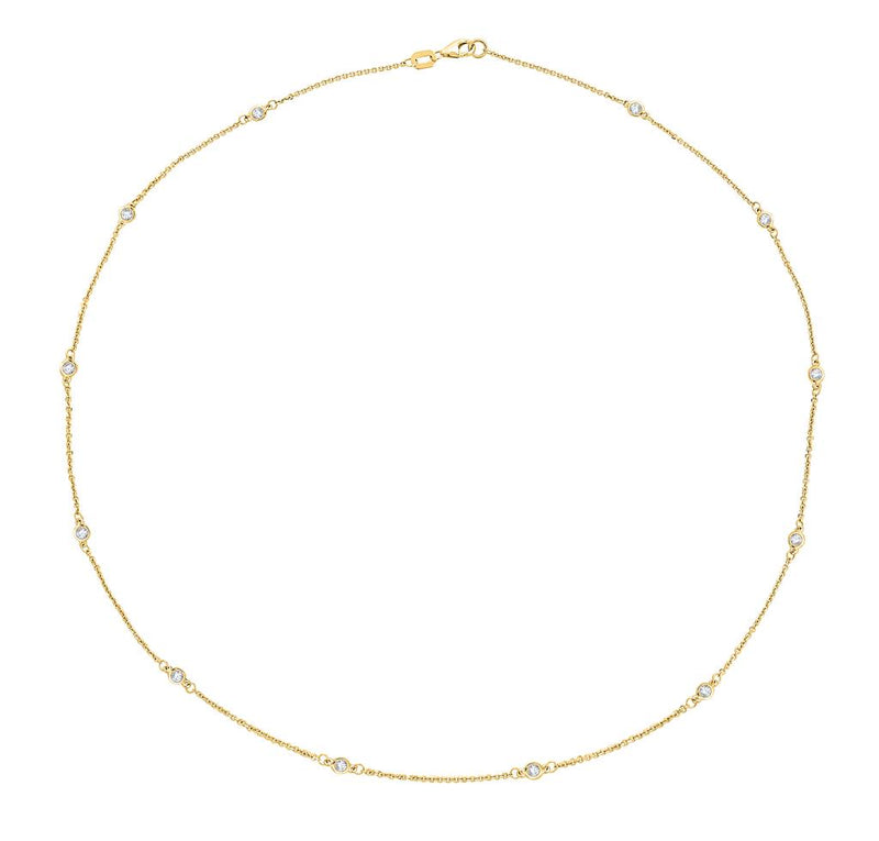 1.25ctw Lab-Grown Diamond Station Necklace, 18" - Yellow Gold