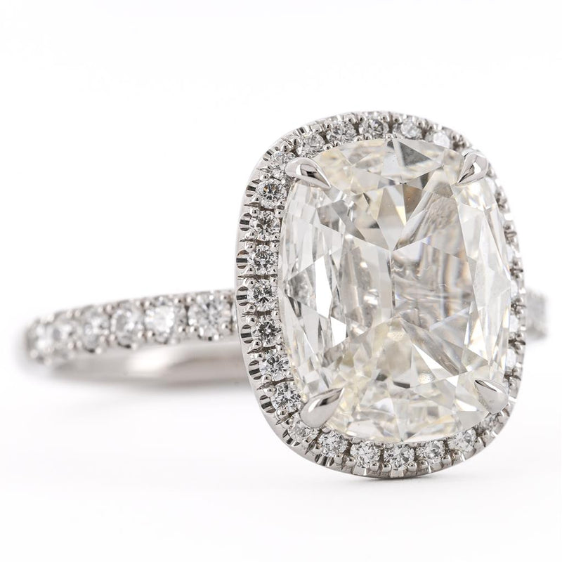 3.34CTW Cushion Engagement Ring - Halo - 950 Platinum