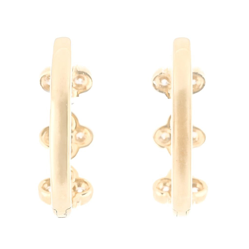 .59CTW Round Diamond Hoop Earrings - Quatrefoil - 14K Yellow Gold