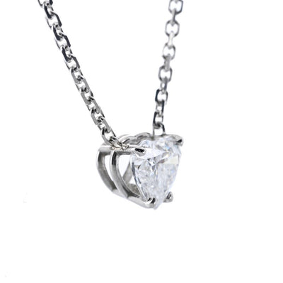 1.0CT Heart Lab-Grown Diamond Pendant, Basket Setting, 18" - 14K White Gold