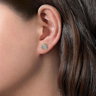 0.28ctw Round Cluster Diamond Bezel Stud Earrings