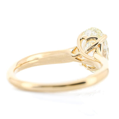 1.96CT Oval Diamond Engagement Ring - 3MM Band + Scalloped Cathedral Shank - 14K Yellow Gold