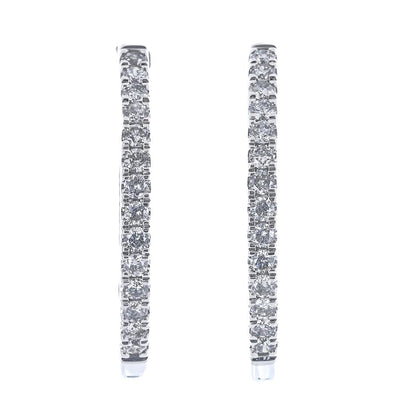 .50CTW Diamond Hoop Earrings - 14K White Gold