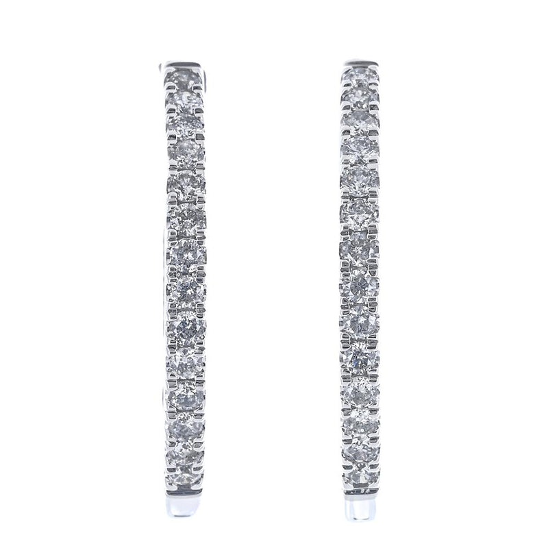 .50CTW Diamond Hoop Earrings - 14K White Gold