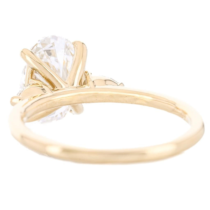 2.26CTW Oval + Pear Lab-Grown Diamond Three Stone Engagement Ring - 14K Yellow Gold