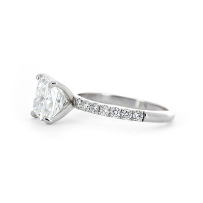 3.45ctw Cushion Diamond Engagement Ring, Pavê Band - 14k White Gold