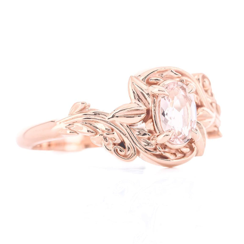 1.66CT Oval Alexandrite Engagement Ring - Solitaire + Floral - 14K Rose Gold