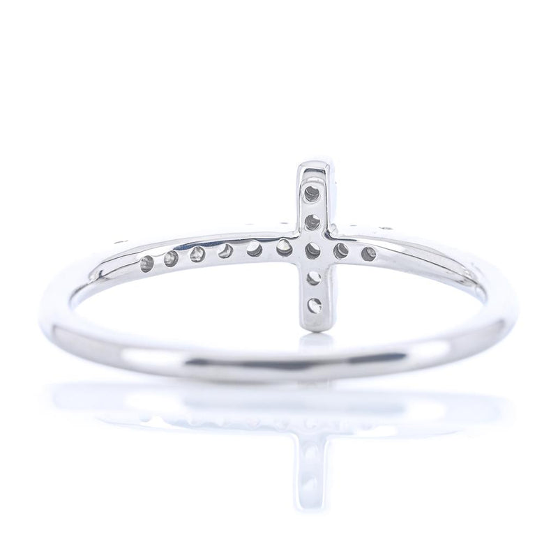 .13CTW Diamond East/West Cross Ring, Size 6.5 - 14K White Gold