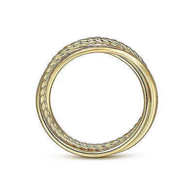 Twisted Rope Criss Cross Ring, Size 6.5 - 14K Yellow Gold