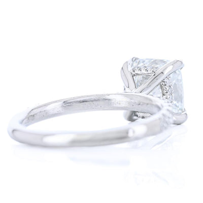 2.96CTW Cushion Lab Grown Diamond Engagement Ring - Solitaire + Pavé Band - 950 Platinum