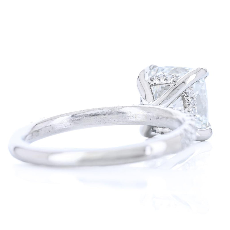 2.96CTW Cushion Lab Grown Diamond Engagement Ring - Solitaire + Pavé Band - 950 Platinum