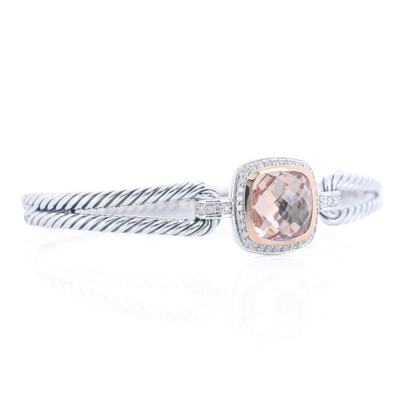 David Yurman | .26CTW Albion Morganite + Diamond Bracelet, 6.5" -  925 Sterling Silver