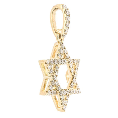 .24CTW Round Diamond Star of David Pendant - 14K Yellow Gold