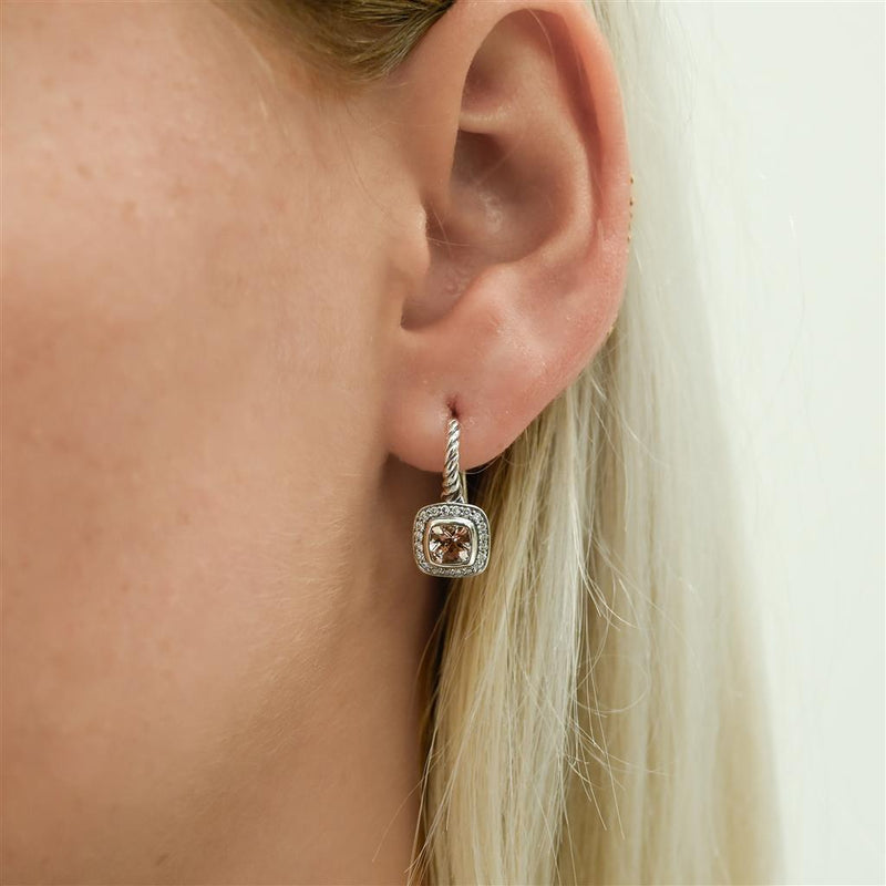 David Yurman | .13CTW Albion Morganite + Diamond Drop Earrings - 925 Sterling Silver