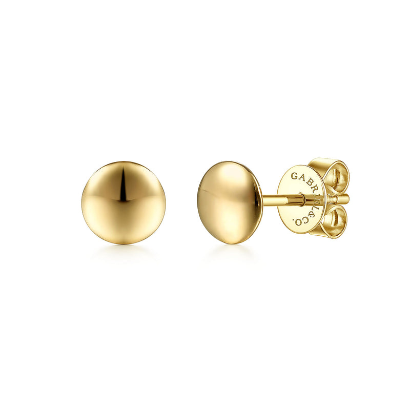 Round Stud Earrings - 14K Yellow Gold