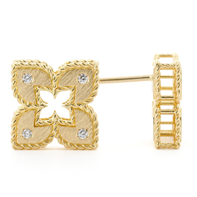 Roberto Coin | .12CTW Diamond Venetian Flower Stud Earrings - 18K Yellow Gold