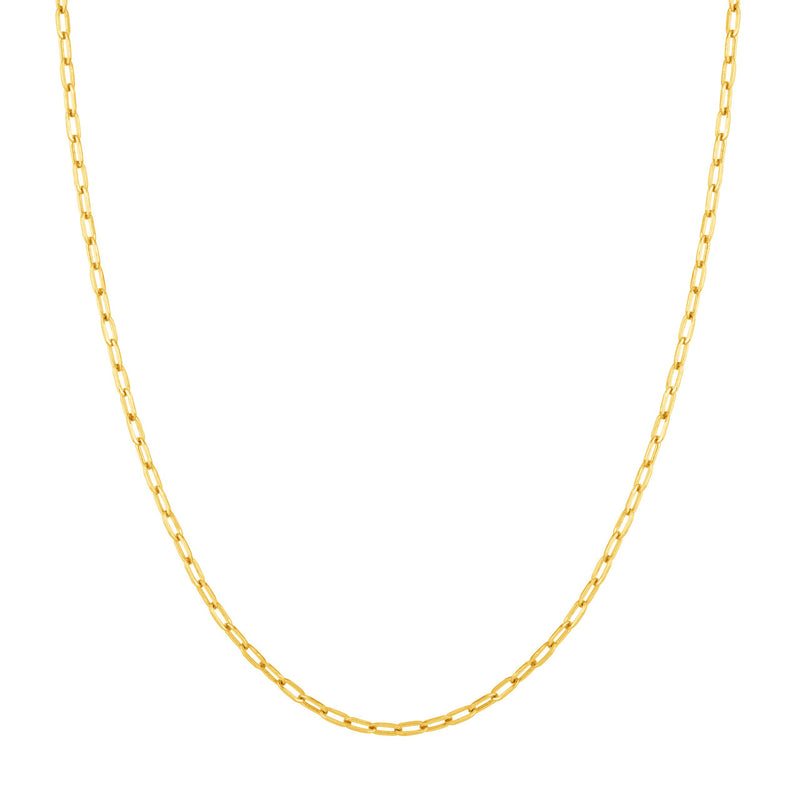 Paper Clip Chain Necklace, 2.5mm,  18" - 14K Yellow Gold