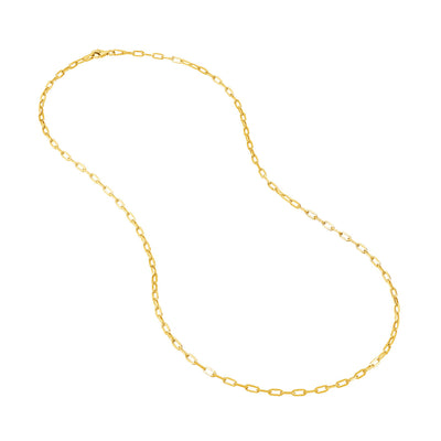 Paper Clip Chain Necklace, 2.5mm,  18" - 14K Yellow Gold