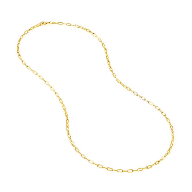 Paper Clip Chain Necklace, 2.5mm,  18" - 14K Yellow Gold