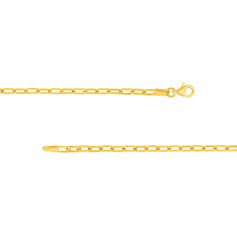 Paper Clip Chain Necklace, 2.5mm,  18" - 14K Yellow Gold