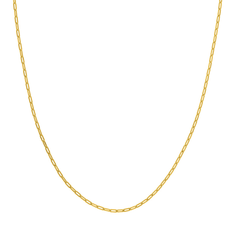 Paper Clip Chain Necklace, 2mm,  18" - 14K Yellow Gold